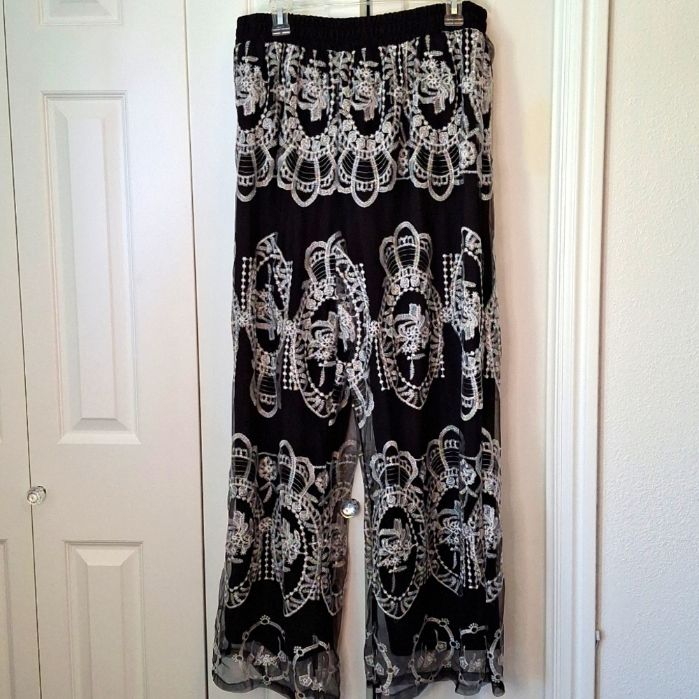 Elegant Black & White Boho/Victorian Pants